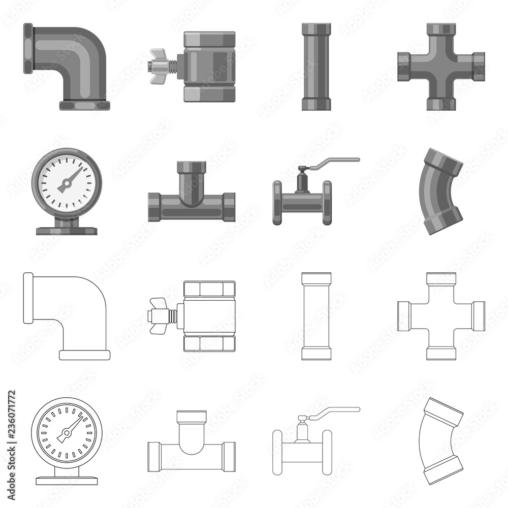 Vector illustration of pipe and tube icon. Set of pipe and pipeline vector icon for stock. Vector illustration of pipe and tube icon. Set of pipe and pipeline vector icon for stock.