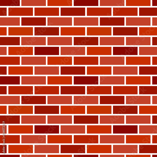 Red brick wall background. Seamless vector pattern. Brickwork & masonry texture. Running bond