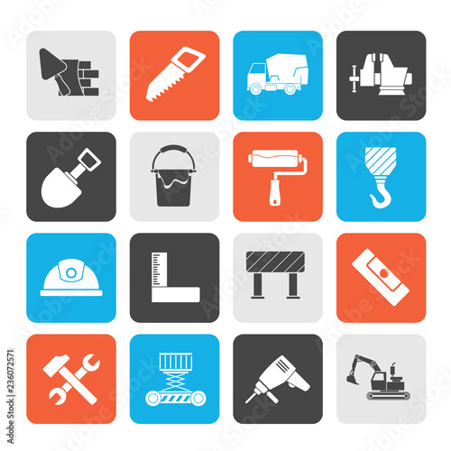 Building and construction tools icons - vector icon set