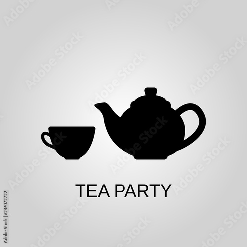 Tea party icon. Tea party symbol. Flat design. Stock - Vector illustration.