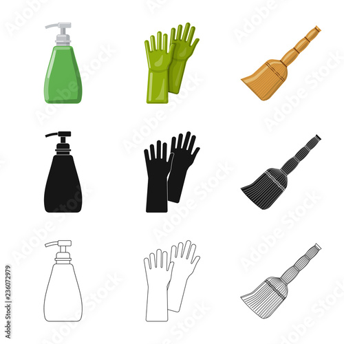 Vector design of cleaning and service symbol. Set of cleaning and household stock vector illustration.