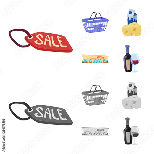 Isolated object of food and drink logo. Set of food and store vector icon for stock.
