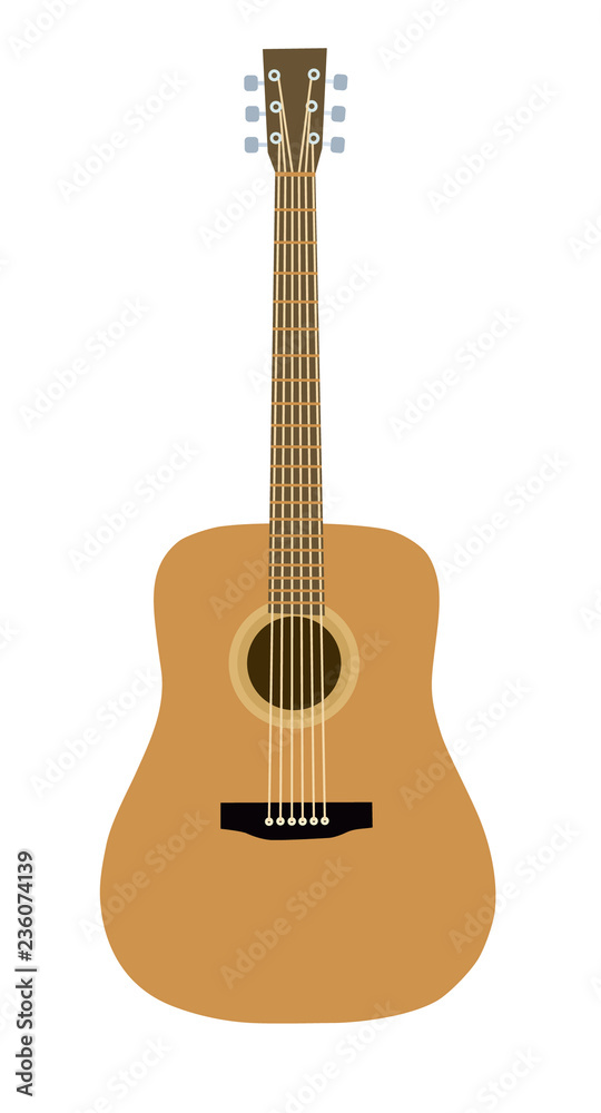 Obraz premium guitar on a white background. Design element for poster, card. Vector illustration. Flat cartoon vector illustration.