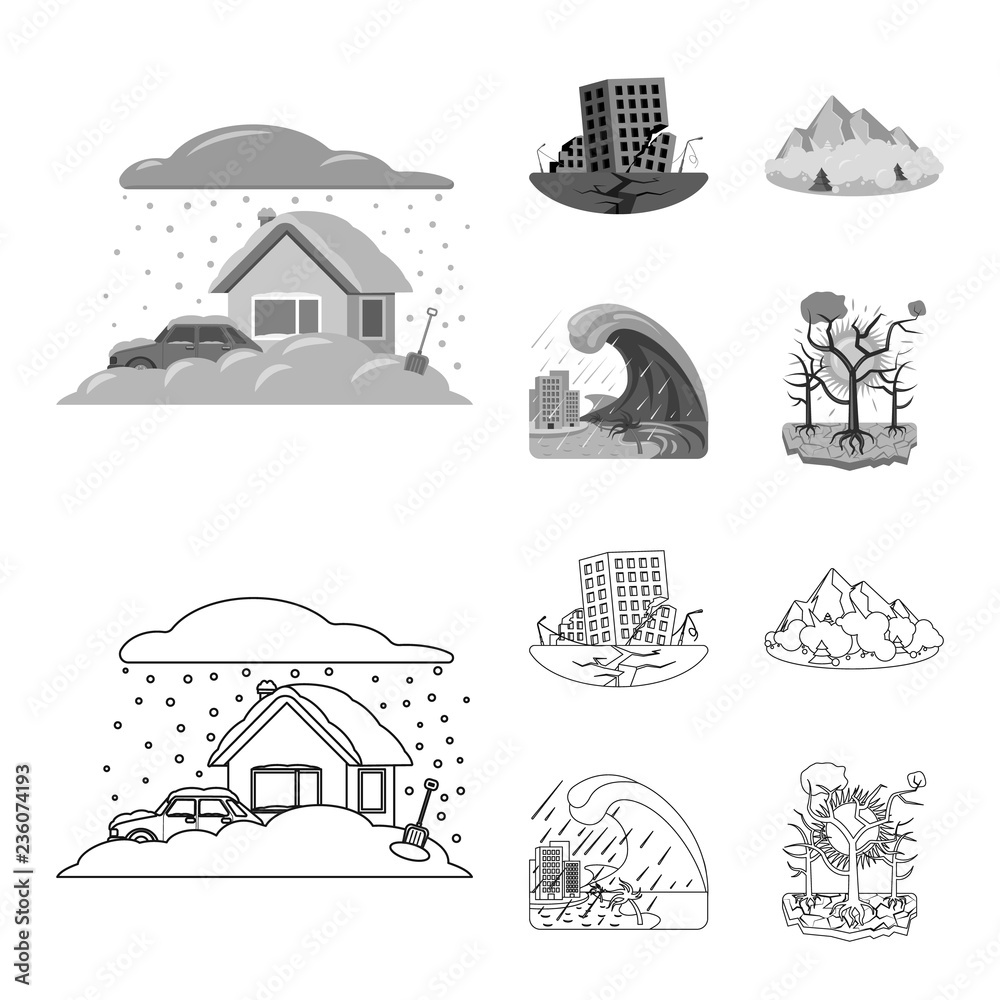 Vector design of natural and disaster symbol. Collection of natural and risk vector icon for stock.