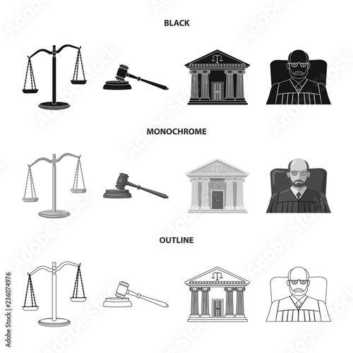 Vector illustration of law and lawyer logo. Collection of law and justice stock vector illustration.