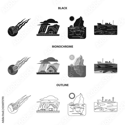 Vector illustration of natural and disaster logo. Set of natural and risk stock vector illustration.