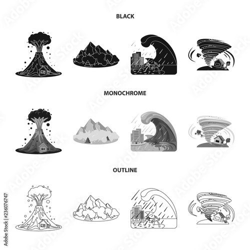 Vector design of natural and disaster icon. Collection of natural and risk vector icon for stock.