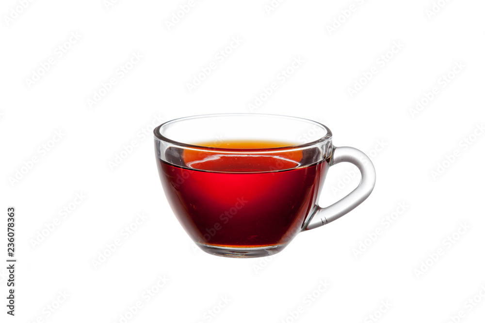 Glass cup of tea on white background Glass cup of tea on white background