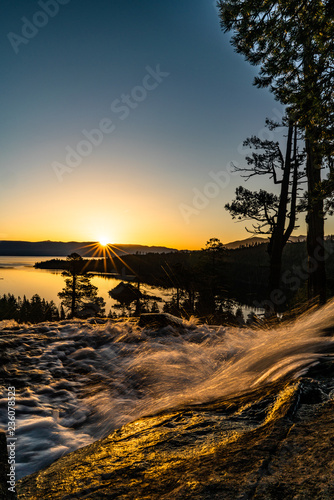 Sunrise in lower eagle falls in Lake Tahoe