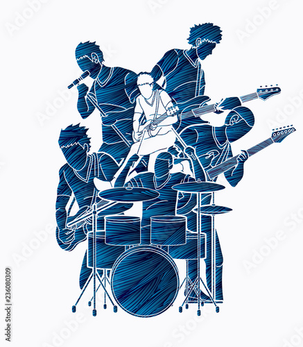 Musician playing music together, Music band graphic vector