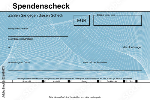 Spendenscheck - Scheck Muster Vorlage Spendenaktion