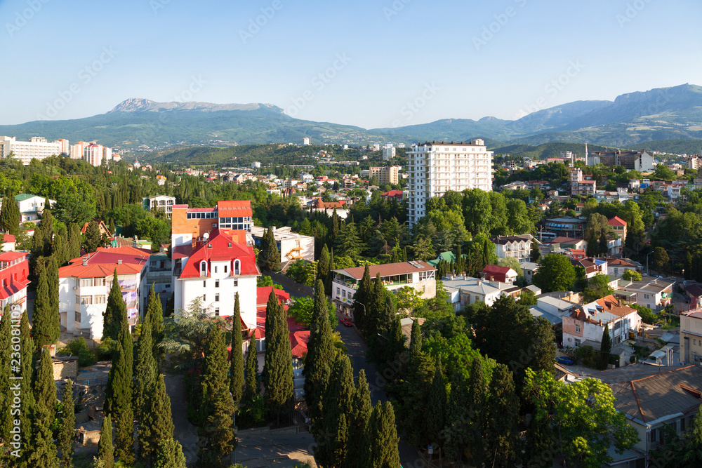 Obraz premium View of the resort village of Alushta, Crimea