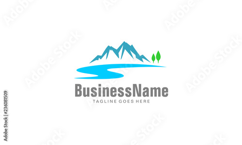 Mountain river logo - landscape template