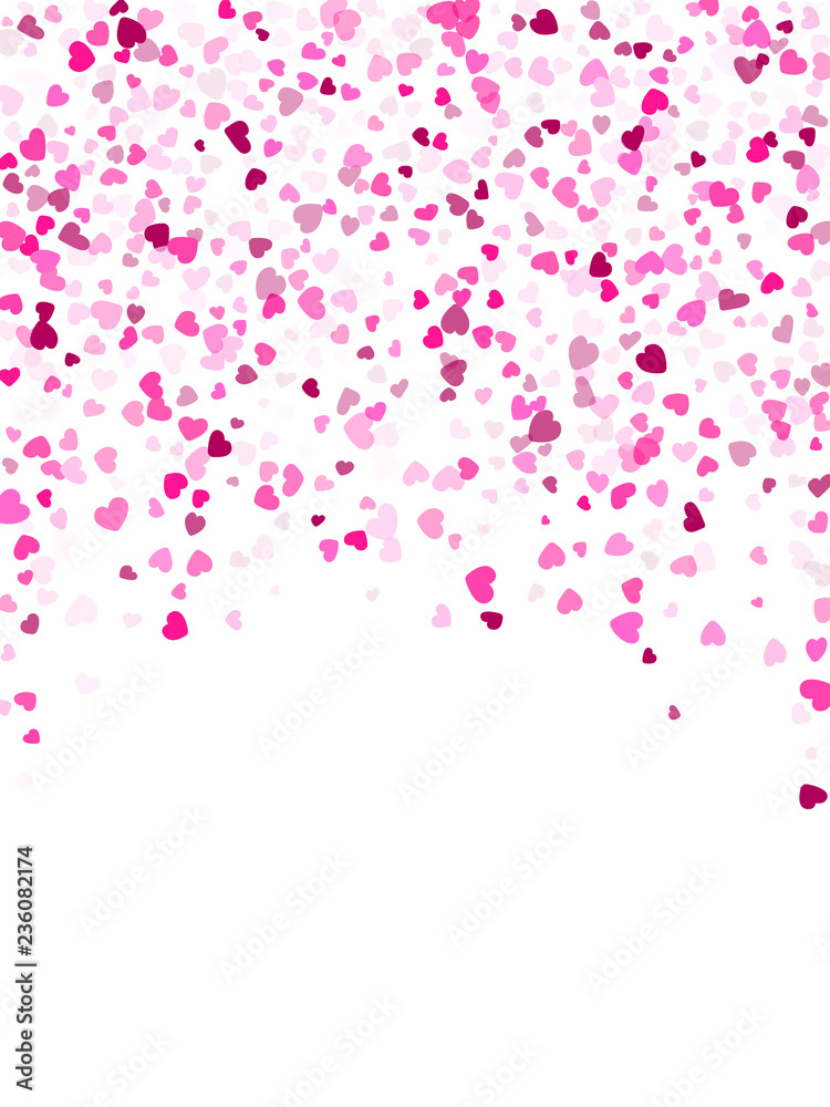 Hearts confetti flying vector background graphic design.