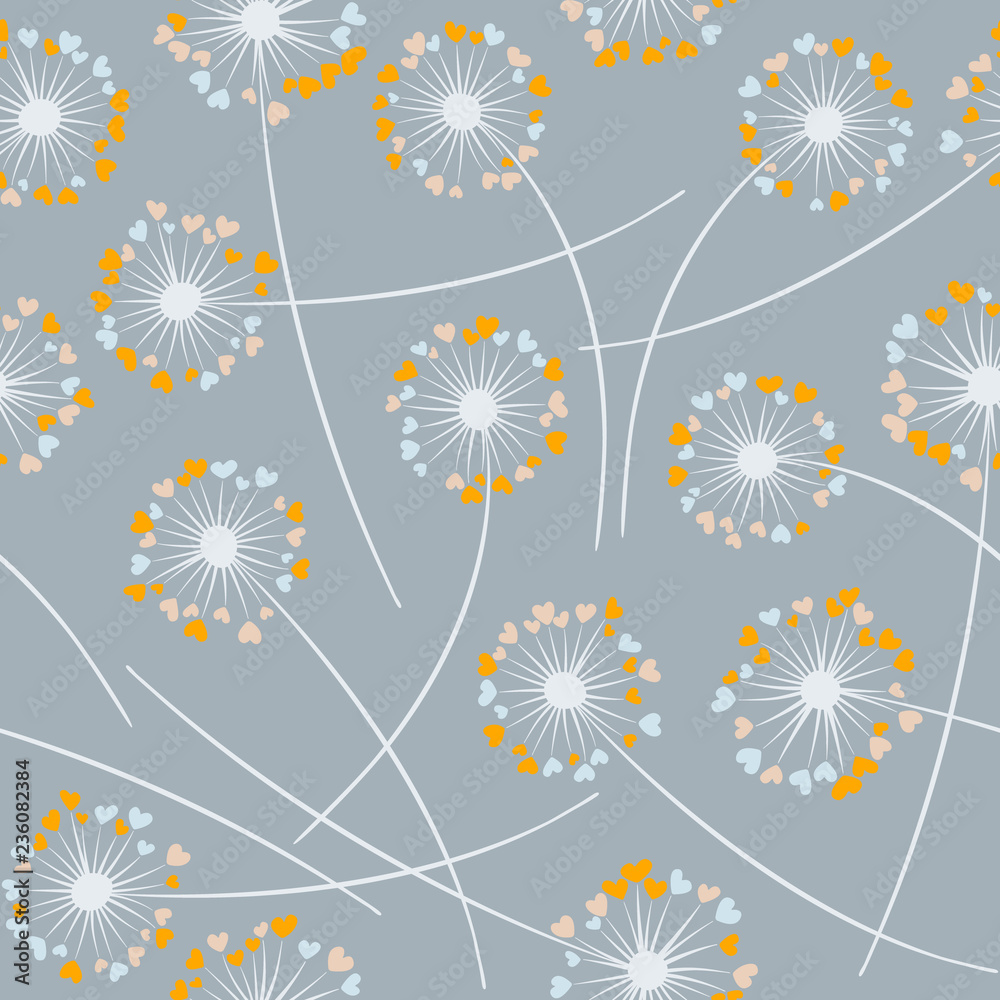 Dandelion blowing vector floral seamless pattern. Dandelion blowing vector floral seamless pattern.