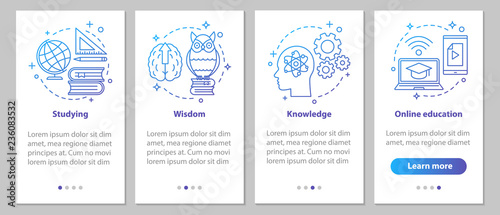 Gaining knowledge onboarding mobile app page screen with linear 
