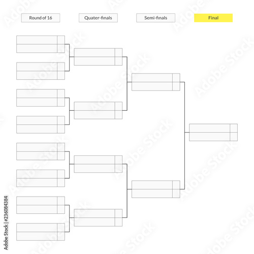 Round of 16 tournament bracket template for infographics.