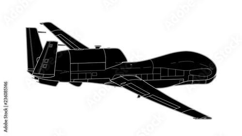 War drone U.A.V aircraft isolated on background.