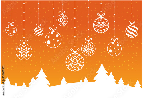 merry christmas and happy new year with bokeh and lens flare pattern on summer orange color background