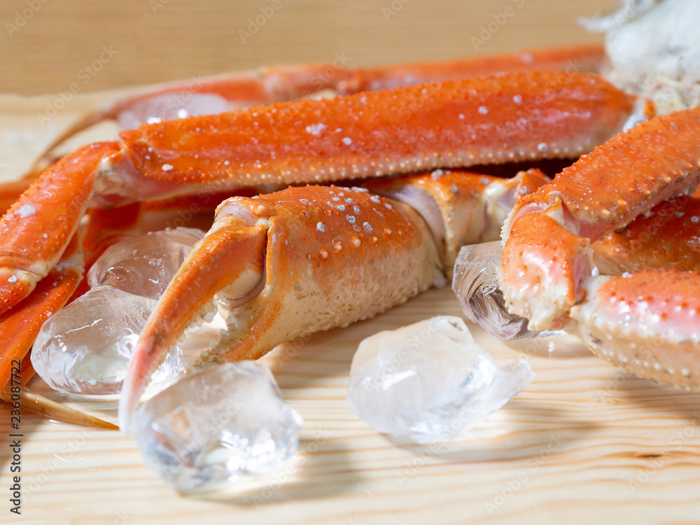 crab legs on ice