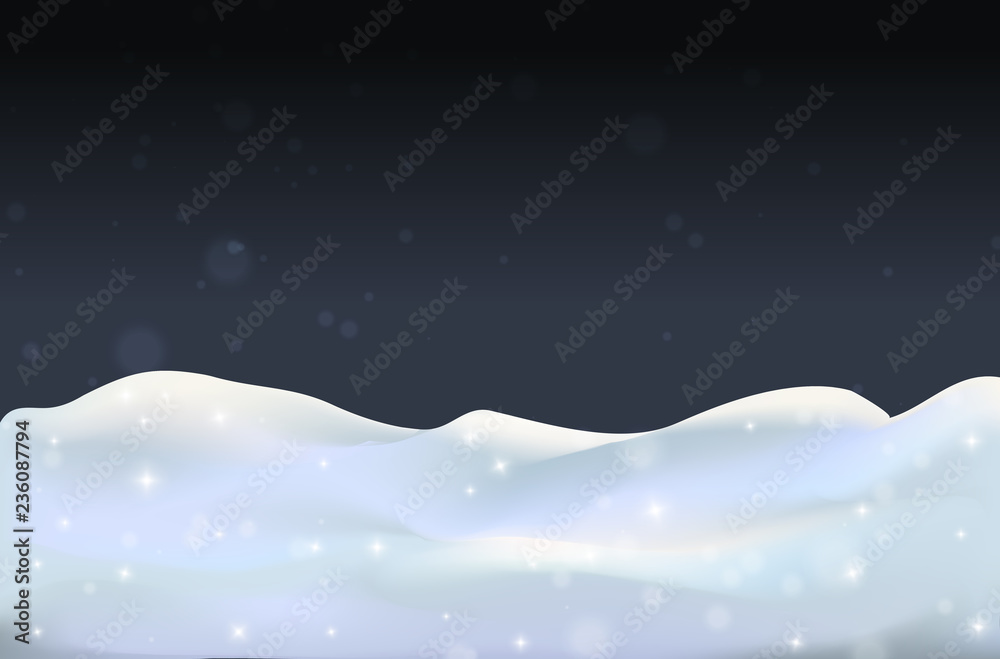 Winter background with snowdrift and fir trees. Banner, Winter is near, winter sales, blizzard, snow, snowflakes. Winter background with snowdrift and fir trees. Banner, Winter is near, winter sales, blizzard, snow, snowflakes.