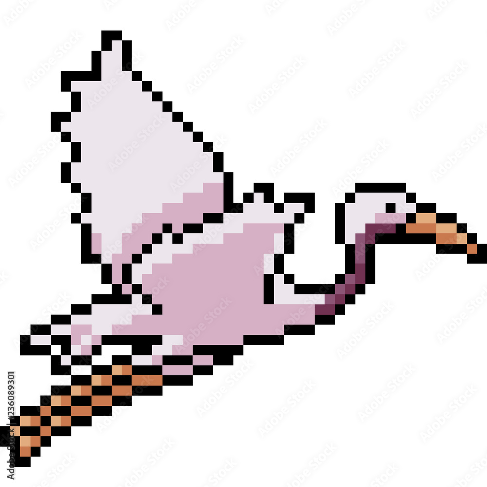 vector pixel art egret