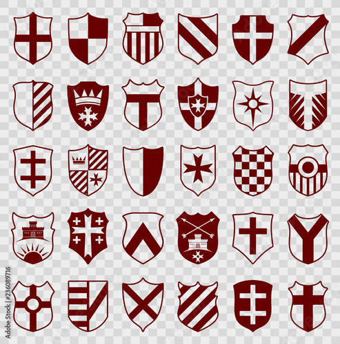 Set of heraldic shields