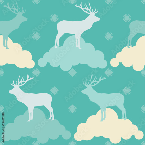 Seamless vector background with deer. Graphic element for design. Can be used for wallpaper, textile, invitation card, wrapping, web page background. © lazininamarina