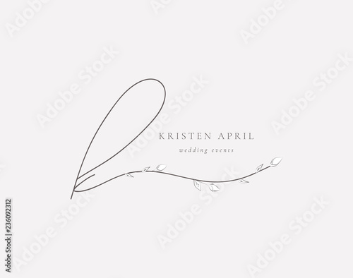 Vector Floristic Feminine Brand Logo Template Monogram.