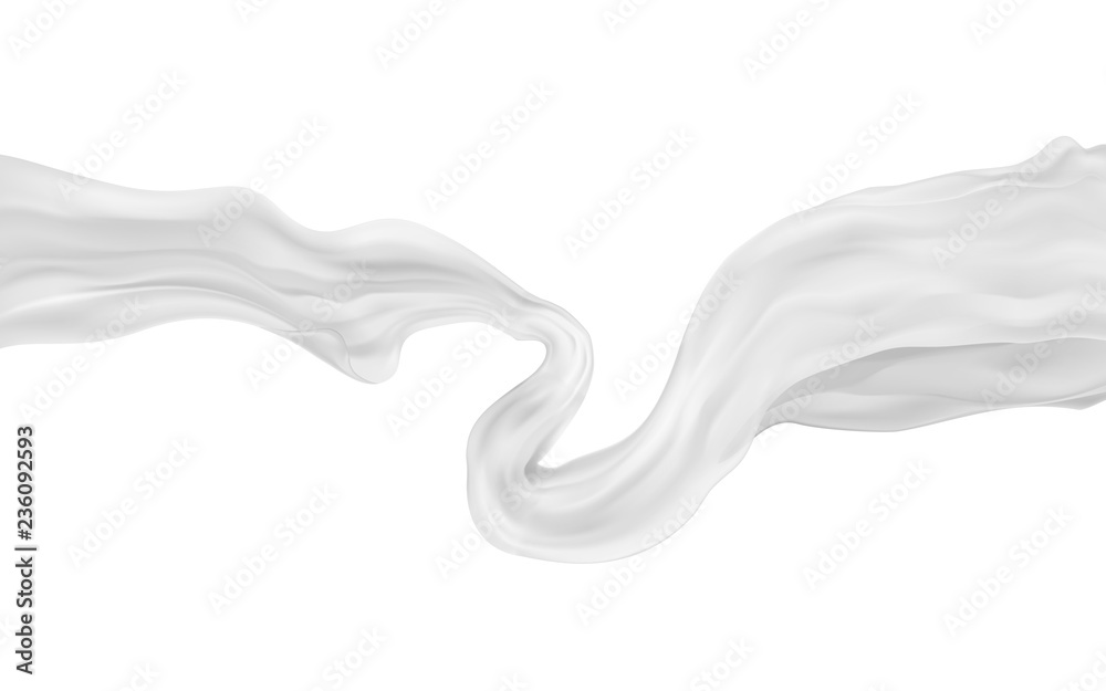 White translucent fabric floating on transparent background, vector illustration.