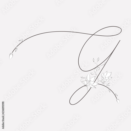 Vector Hand Drawn floral G monogram and logo