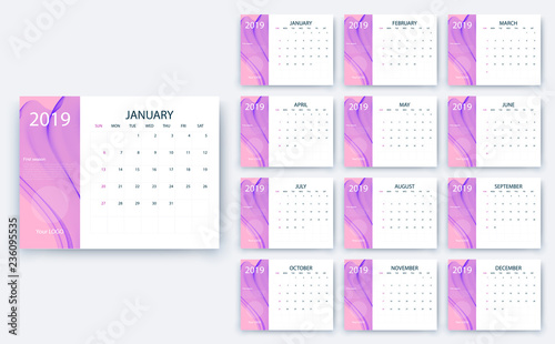 simple calendar 2019 yesr, Stock vector design eps10.