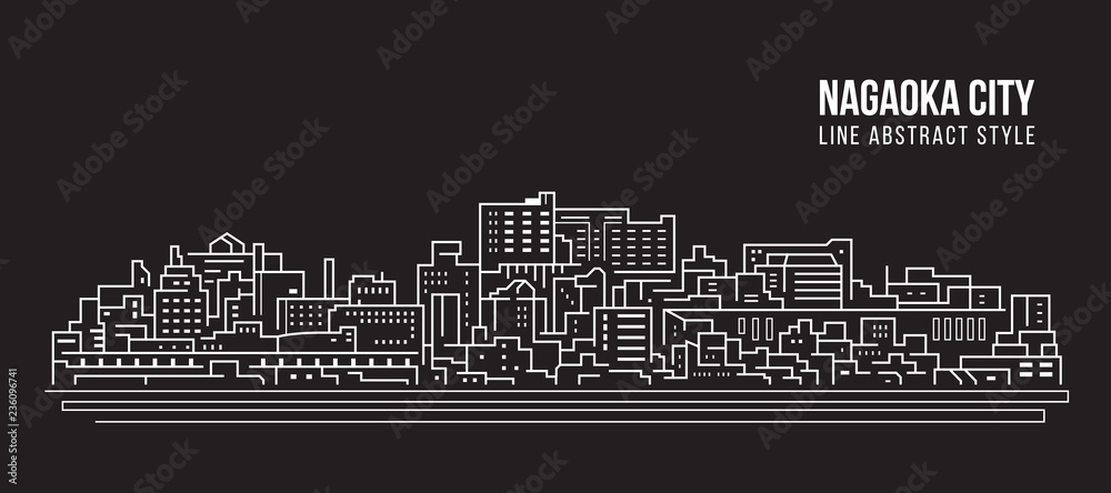 Cityscape Building Line art Vector Illustration design - Nagaoka city