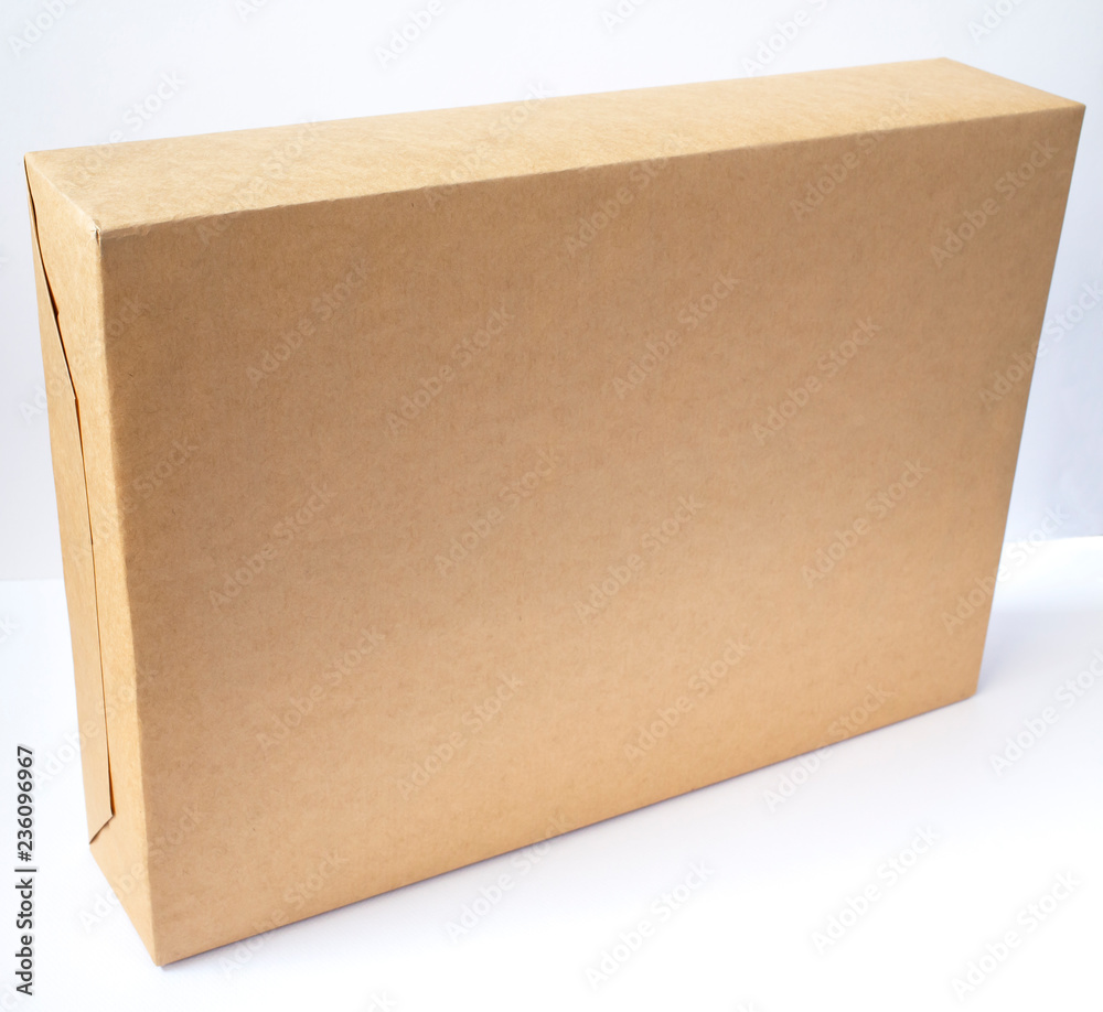 Cardboard box with Sticky tape  isolated on white background