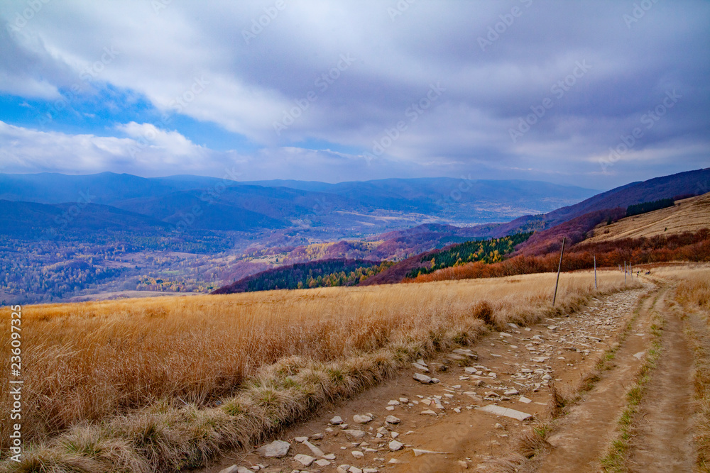 Obraz premium Landscape of autumnal peaks of the Carpathians.