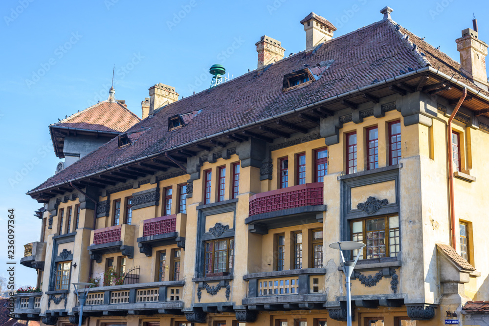 Classic architecture building facade near First Romanian School