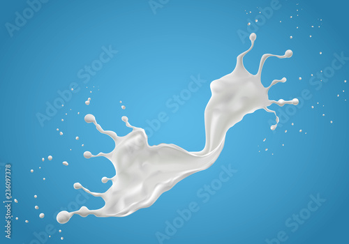 Milk splashes isolated on blue background. vector illustration © ST-studio