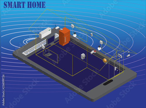 Isometric image of smart home technology