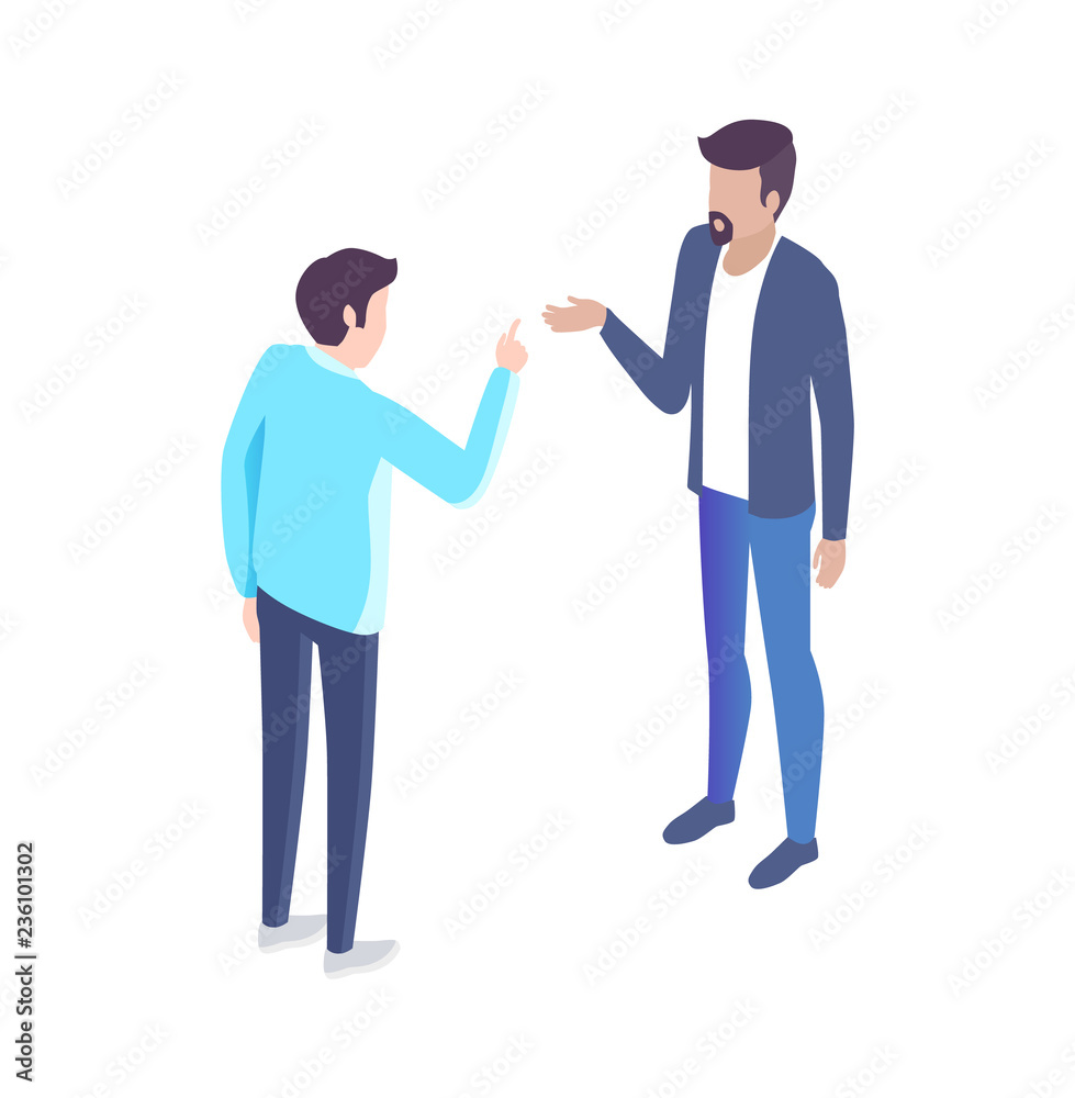 Fototapeta premium People Analyst and Manager Have Discussion Cartoon