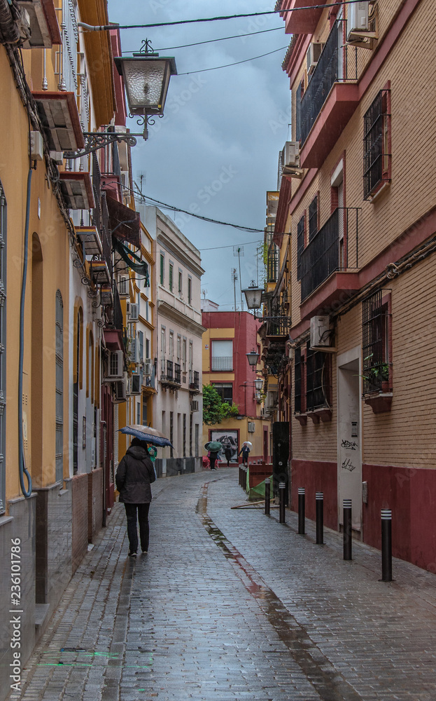 narrow street in old town of seville