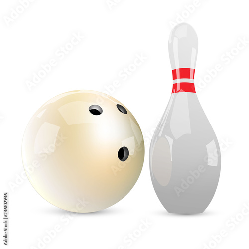 Bowling ball and skittle. Vector illustration.
