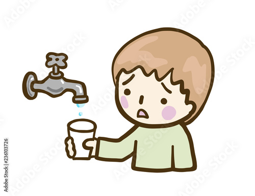 ベクター　水道　水　男の子
