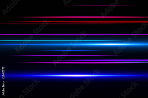 Light and stripes moving fast over dark background.