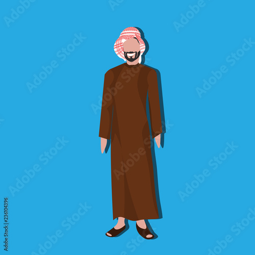 Arabic business man icon wearing traditional clothes arab businessman male cartoon character avatar blue background flat