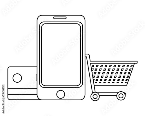 Shopping with credit card in black and white photo