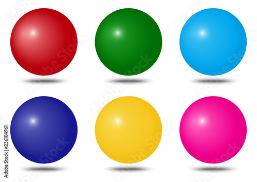 Set of colorful spheres with shadow. Vector illustration