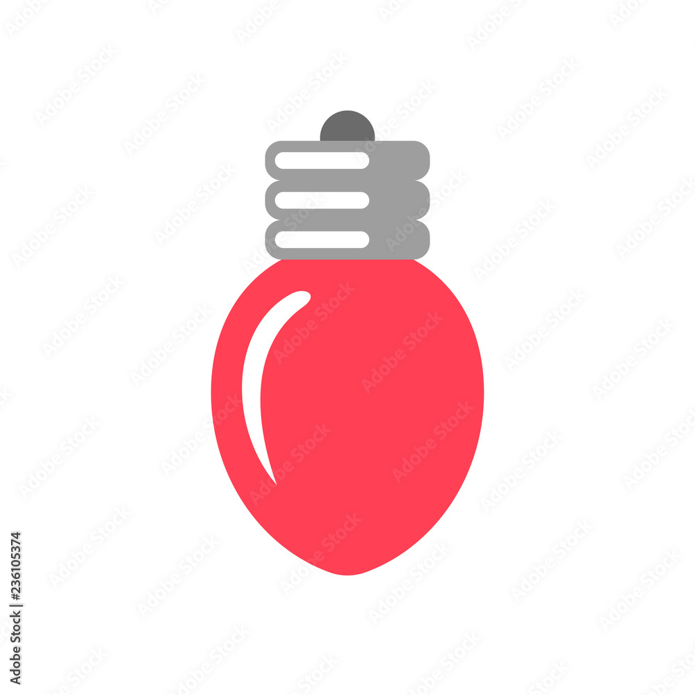 Simple vector Christmas light bulb icon isolated on white background. Flat  style. Navidad, wedding or birthday party decoration. Colorful logo design.  Stock Vector | Adobe Stock