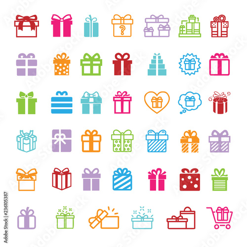 Gifts icons set. Vector illustration.
