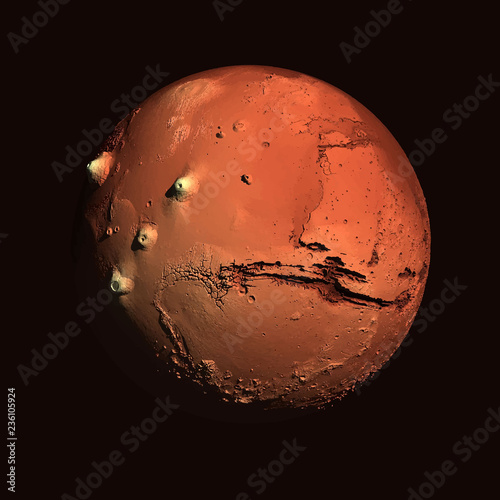 Planets of the solar system. Mars. Vector illustration.