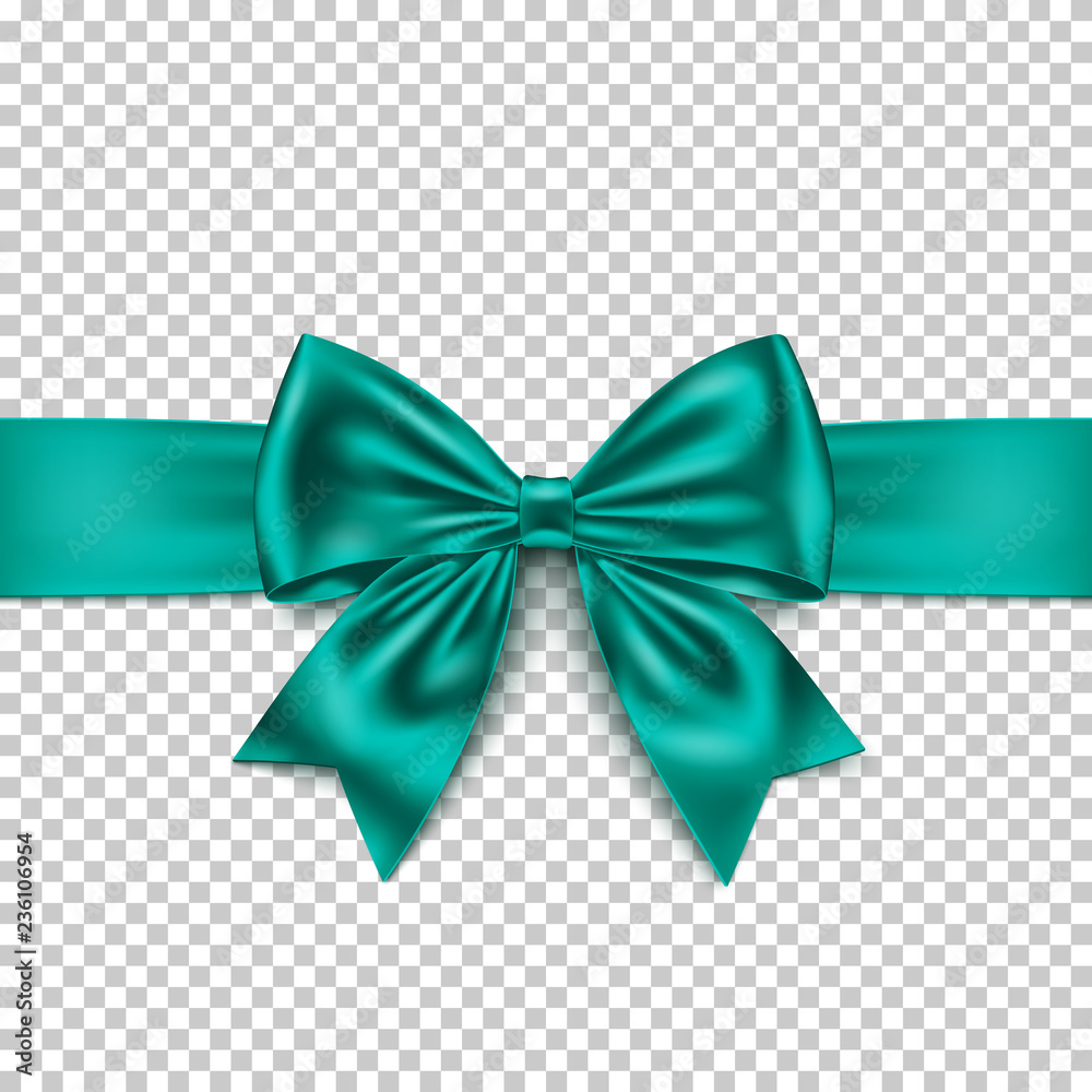 Realistic green gift bow and ribbon isolated on transparent background. Realistic green gift bow and ribbon isolated on transparent background.